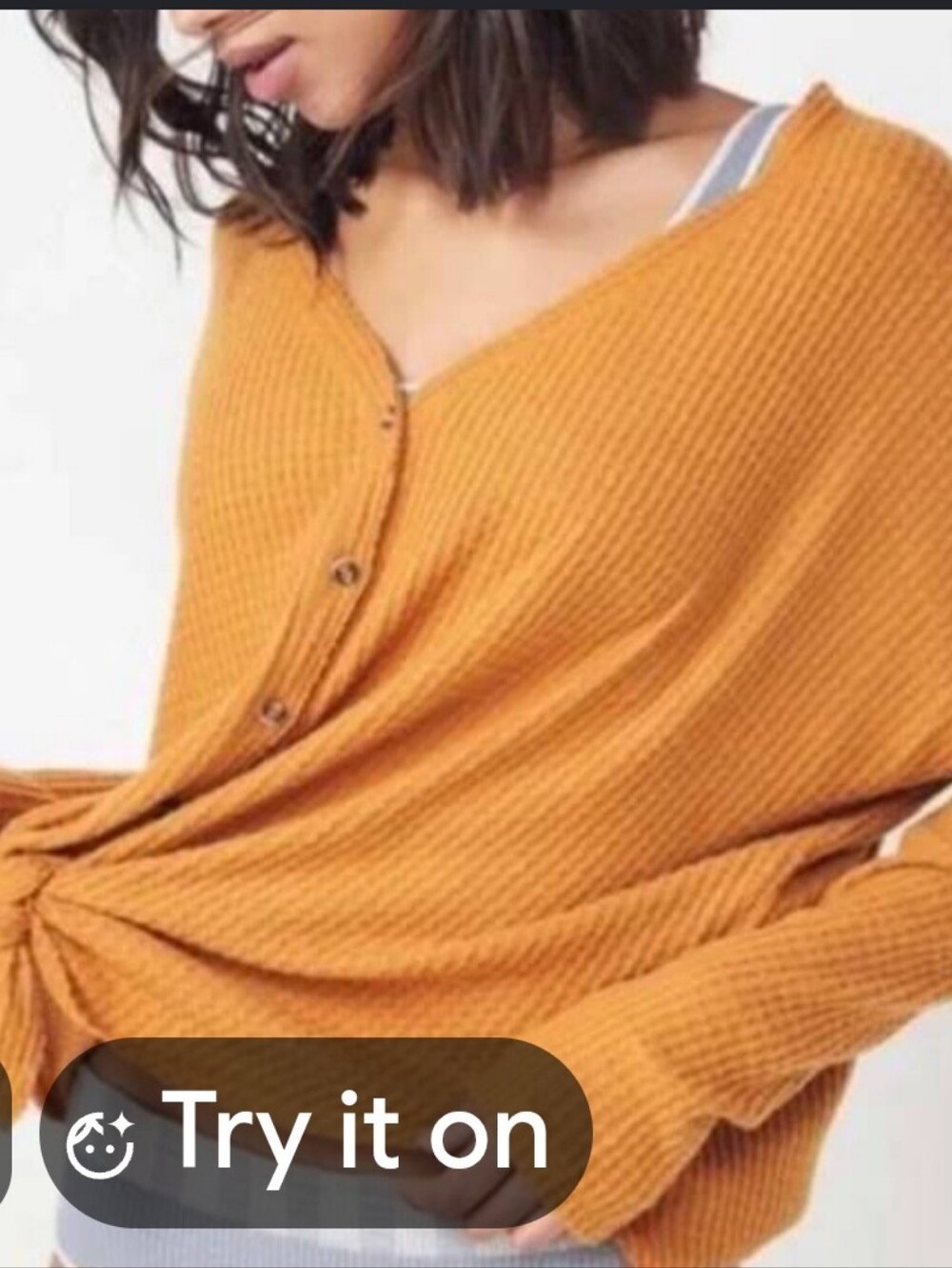 Urban Outfitters Mustard Ribbed Button-Front Knit Sweater